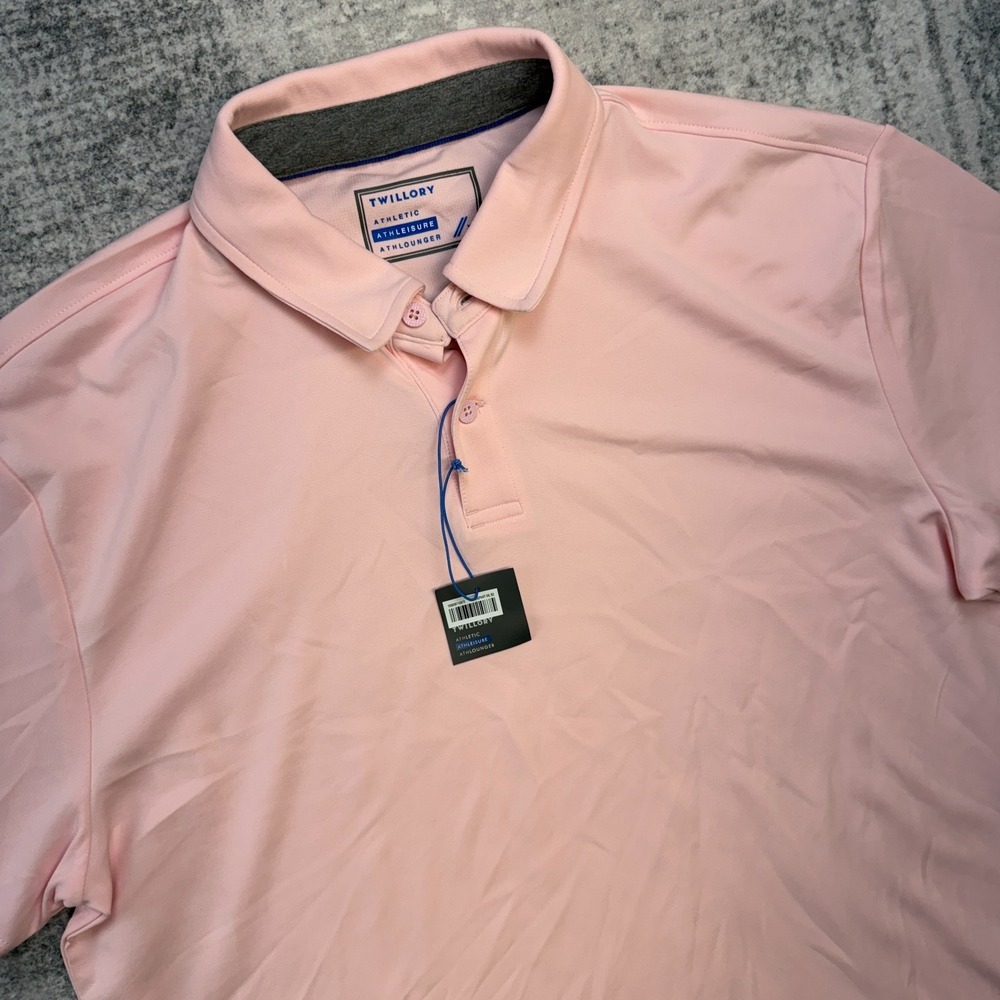 Twillory Polo Shirt Mens XL Pink Athleisure Performance Knit Office Commute NEW